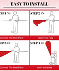 Installation steps for Now Open Feather Flag Pole Kit With Ground Stake Water Bag And Travel Bag Portable Outdoor Advertising Flag Banner