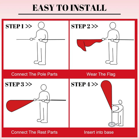 Installation steps for Now Open Feather Flag Pole Kit With Ground Stake Water Bag And Travel Bag Portable Outdoor Advertising Flag Banner