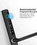 Hassle Free Smart Keyless Entry Door Lock Featuring Fingerprint Electronic Deadbolt Auto Lock Password Card Swipe Solid Apartment Security Quick Install Smooth Nightly Entry with fingerprint scanner and keypad.