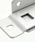 Close-up of Beefy Heavy Duty Removable L Shaped Cabinet Brackets With Screws, showing concealed fastening and metal design.
