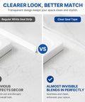 Crystal Clear Self Adhesive Waterproof Tape For Heavy Duty Sealing Bathtub Shower And Kitchen Sink With Invisible Finish shown against white seal strip.