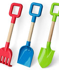 16 Inch Kids Beach Shovel Set 3 Pack With Solid Wood Handles ABS Plastic Digging Spades Rakes And Scoops For Sandbox Snow Backyard Gardening Summer Outdoor Toys Blue Green Red