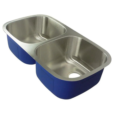 Meridian 32 13/32 by 18 7/64 by 9 Inch Double Basin Undermount Stainless Steel Kitchen Sink With Brushed Finish 16 Gauge