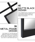 Close-up of Dope Barn Door Vibe Farmhouse Mirror 28 By 20 Inches in Matte Black Metal Frame showing rust-proof design features