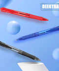 100 Pack Bulk Black Ink Click Pens With Soft Comfort Grip For Office And School Featuring Retractable Design And Zero Bleed Technology Solid Pen Set with blue, red, and black pens.