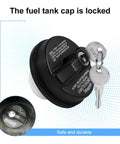 Locking Gas Cap With Key For Cars, Heavy Duty Fuel Cap Replacement OEM 12495845, ABS Plastic Tank Cap, shown with keys attached