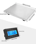 Commercial Grade Digital Shipping Scale With Wireless Display And Bullyproof Stainless Steel Platform 992 Lb Heavy Duty Postal Scale showing dimensions and sturdy platform.