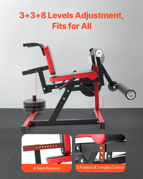 Leg Extension And Curl Machine For Home Gym, Heavy Duty 550 Pounds Load, Seated Leg Extension And Curl, adjustable settings visible