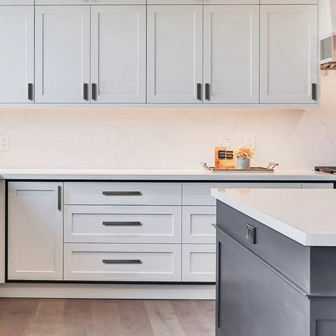 Kitchen cabinets with Matte Black Cabinet Knobs Set 2 Inch Single Hole T Bar Handles Beefy Solid Zinc Alloy