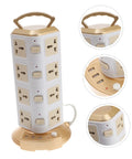 Top Shelf Vertical Power Strip With Usb Charging Ports Smart Surge Protector Outlet Tower with USB ports and handle.