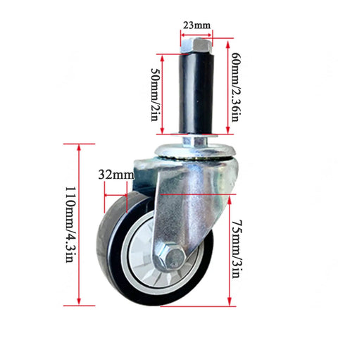 Badass Heavy Duty Swivel Caster Wheels With Expanding Stem For Garage Workbenches And Factory Carts three inch swivel caster with rubber tread and steel base