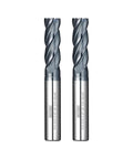 Two WEXWE carbide end mills, 1/4 in shank, 4-flute square cutters, for alloy steel and cast iron (2-pack)