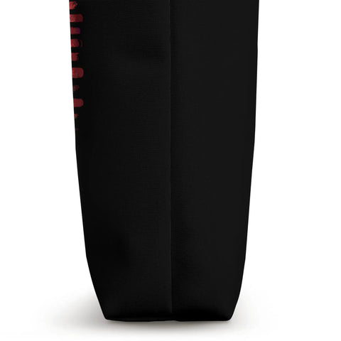 Classic Peanut Butter Jelly Security Tote Bag Crafted From Comfy Polyester Canvas With Sturdy Black Handles, side view showing a black exterior.