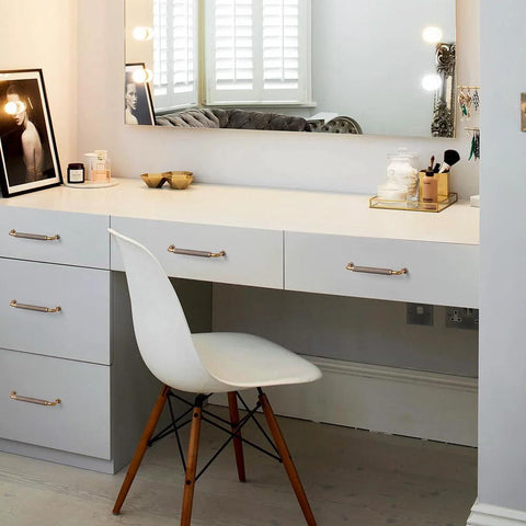 White vanity desk with 6 Pack 5 Inch Antique Brass Knurled Cabinet Pull Handles With Textured Non Slip Grip For Kitchen Cabinets And Furniture Drawers