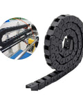 10X10mm 1m Black Plastic Flexible Drag Chain Cable Carrier for 3D Printer and CNC Wiring, coiled and installed example.