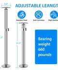 Two adjustable stainless steel undermount sink brackets, 31.1 and 17.7 inches, with 660-pound capacity, bottom installation.