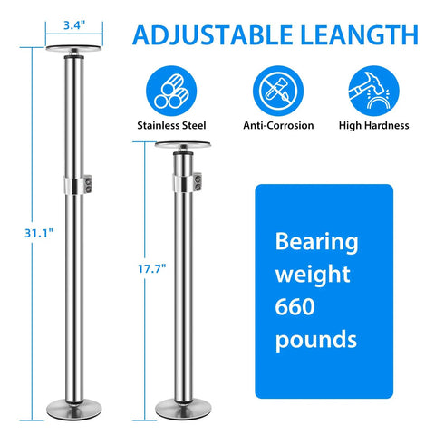 Heavy Duty Adjustable Stainless Steel Undermount Sink Brackets Kit For Kitchen And Bath, adjustable length poles illustration