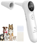Pet Ear Thermometer for Dogs, Cats, and Livestock with Long Probe, Infrared Ear Thermometer for Fast OneSecond Read, Celsius Fahrenheit Conversion, Sound Switch, 20 Pet Swabs Included, white