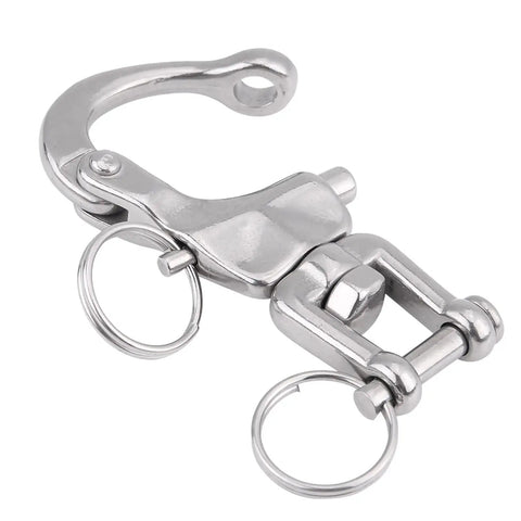 Killer Strength 316 Stainless Steel Jaw Swivel Snap Shackle With Quick Release Pin For Sailboat Halyard And Spinnaker Hook Straight Up Marine Gear Heavy Duty Hardware 70mm