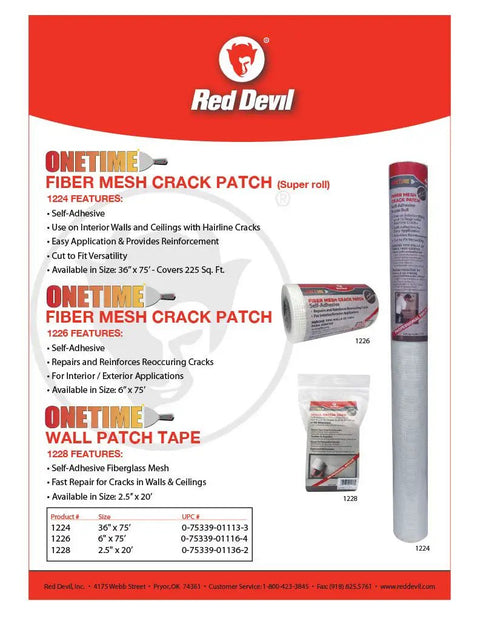 Onetime Fiber Mesh Crack Patch Wall Repair Fabric 6 Inch By 75 Foot Self Adhesive For Interior And Exterior Use White Cut To Size