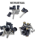 63 Piece M4 M5 M6 Rubber Well Nuts Kit With Premium Brass Insert Bushings And Weather Resistant Stainless Steel Screws, M5 well nuts and screws assortment.