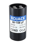 88-108uF 165VAC Round Motor Start Capacitor For 50/60 Hz AC Motors, Built Tough For Any Job, Rugged Durable Body, Crack Resistant Build, Easy Install Replacement Part For Industrial And Home Motors, black cylindrical body