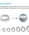 125 Pcs Single Ear Hose Clamps Kit 7 Sizes 7 To 21mm Crimp Hose Clamp Assortment 304 Stainless Steel Detail Image