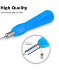 All In One Video Doorbell Screwdriver Bit Set With T6 And T15 Torx Heads For Battery And WiFi Access, blue handle, side view
