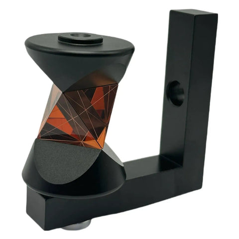360 Degree Mini Copper Coated Survey Prism With L Bar Bracket Mount For Total Station, Quarter Inch Thread Compatible, Includes Both Male And Female Quarter Inch Threads, Easy Install With Strong Reinforced Mounting Bracket For Stable Readings, black