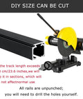 Concealed Track Barn Door Kit With Silent Aluminum Rail And Stainless Steel Rollers, DIY cuttable size shown next to cutter