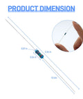 Metal film resistor with color bands, blue body; 2.36 in long, 1/4W, 1% tolerance.
