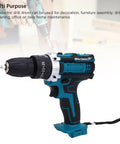 21V Brushless Cordless Drill Driver Featuring Variable Speed And 10mm Chuck Capacity, side view showing grip and chuck for DIY tasks.