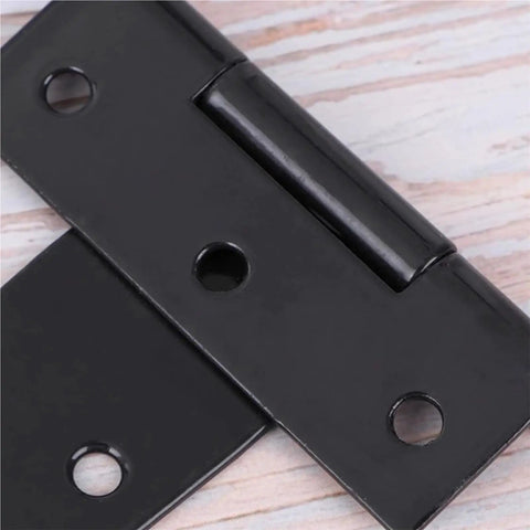 Close-up of Badass Heavy Duty Iron Barn Door Hinges With Screws, 2 To 8 In Steel Pivot Plates for rustic gates.