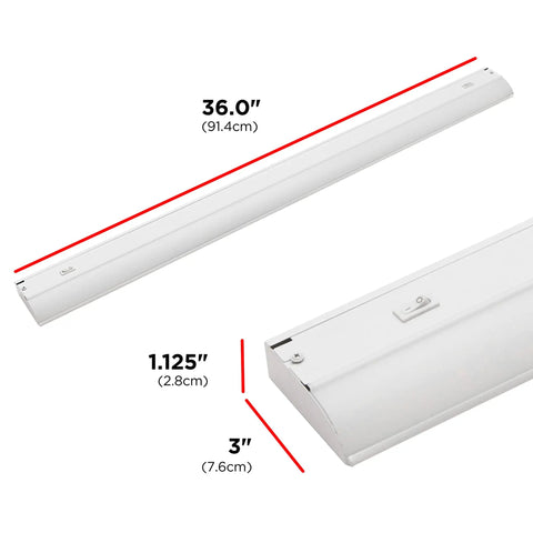36 Inch Hardwired Under Cabinet Lights With Three Color Temperatures 2700K 4000K 5000K Warm White Cool White Daylight Dimmable LED Kitchen Lighting For Under Counter Cabinets High CRI 90 And Lit 1283 Lumen Output