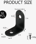Tough As Nails 50 Pack Black Stainless Steel L Brackets And Corner Supports With Complete Screw Set, size 1in x 1in.