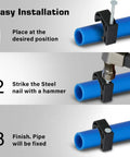 Step-by-step guide on installing Half Clamp J Hook With Nail For PEX Tubing Support One Half Inch Black Durable Plastic Pipe Hanger