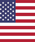 The flag of the United States featuring 50 stars on a blue background and 13 alternating red and white stripes.