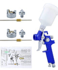Lightweight Pneumatic Hvlp Spray Gun With 0 8 And 1 0 Mm Nozzles For Sweet Automotive Finishes Zero Fuss Airbrush Kit with parts.