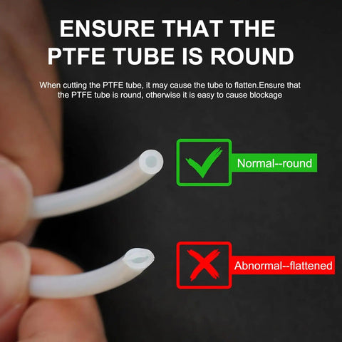Image showing correct and incorrect PTFE tube cutting for Five Way Filament Hub For Bambu Lab A1 And A1 Mini AMS Lite System Multi Color Printing Accessory.