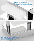 Close-up of 3 Light Chrome LED Bathroom Vanity Light Over Mirror 20 Inch with frosted acrylic shade and steel finish.