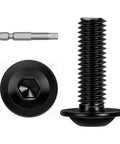 20 Pack M8 X 25mm Flanged Button Head Socket Cap Screws 304 Stainless Steel Fasteners Black Coated With Hex Driver close-up of screws and hex bit