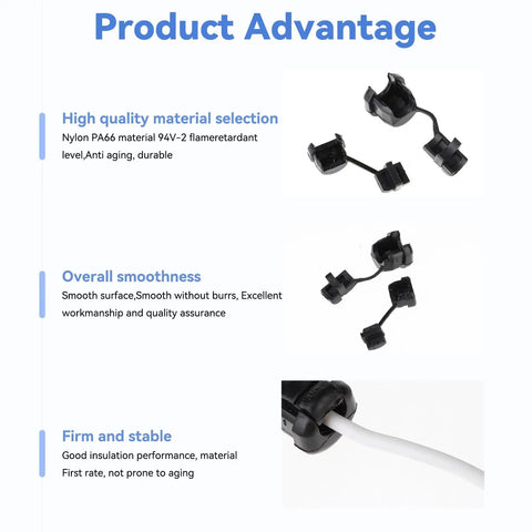 Beefed Up PA66 Nylon Cable Strain Relief Sleeve Set Of 20 Black Round Wire Protectors For Insulation And Protection Cord Grommet Bushings 6N4 4N4 Compatibility Up To 75C, PA66 nylon sleeves on white cable