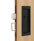 Zero Profile Pocket Door Lock Privacy Hardware With Flush Mount Pull Handle No Fuss Heavy Duty Pocket Door Latch installed