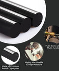 Ten Half Inch Black Acetal Copolymer Round Rods 12 Inch Long Bulk Pack Non Marring Fixture Ready POM Plastic Rods For DIY Projects Machining Prototyping And Crafting shown with machined rod ends