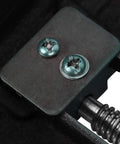 Close-up of screws on the Beefed Up 5 Inch Heavy Duty Cast Iron Machine Vise With Fat Jaws for Milling and Drilling.