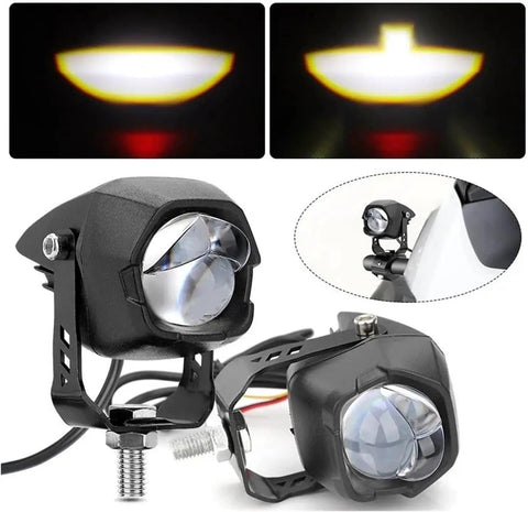 Brilliant Super Bright Led Headlight For Can-Am Outlander Adventure Atv And Ebike With High Low Beam Spotlights Delivers Killer Fog Light Auxiliary Lamp For Night Riding Safety And Clear Visibility In Heavy Rain. black LED lamp with bracket and wiring for ATV or ebike