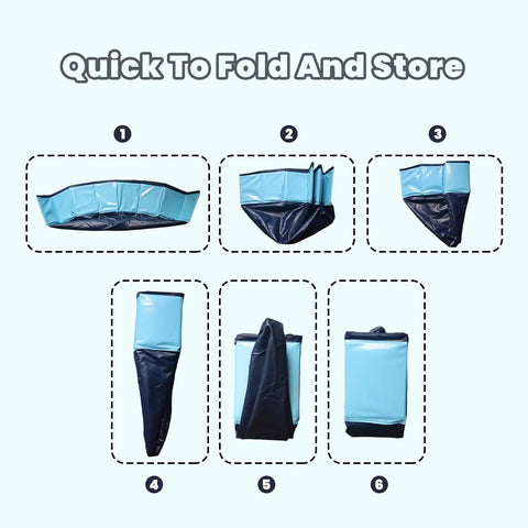Foldable Dog Pool For No Fuss Setup And Quick Drain, Portable Heavy Duty Pet Bath Tub folding sequence for small dogs and cats