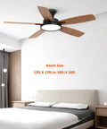 52 Inch No Fuss Quiet Ceiling Fan With Light And Remote Easy Setup Low Profile Flush Mount Ceiling Fan over modern bedroom