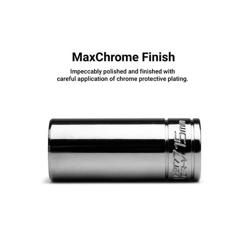 1/4 Inch Drive 6-Point Socket Set With Shallow And Deep Sockets, Metric Sizes 4 To 15 Mm, MaxChrome polished socket