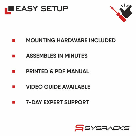 Easy setup instructions for 42U Server Rack Cabinet 24 Inch Deep Floor Standing Network Enclosure with included hardware.